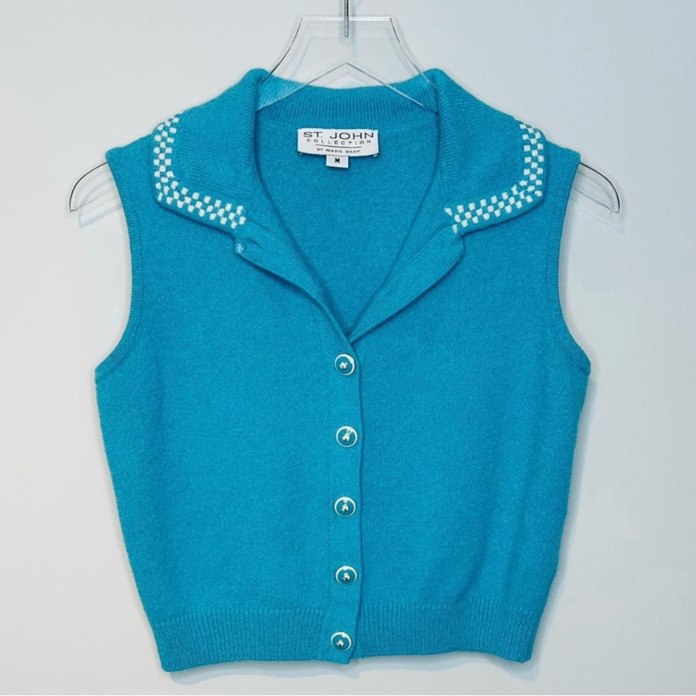 St. John Turquoise Sleeveless Vest